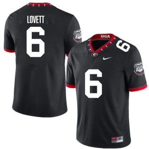 Dominic Lovett Dawgs College Football Player Men #6 Jerseys - 100th Anniversary Black
