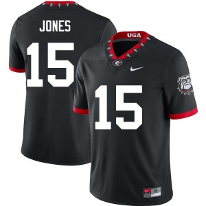 Demello Jones Go Dawgs Game #15 Mens College Football Jerseys - 100th Anniversary Black