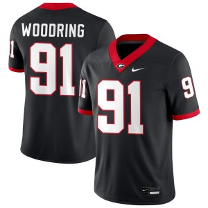 Peyton Woodring UGA College Football Men #91 Embroidery Jersey - Black