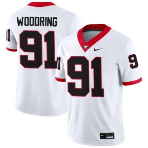 Peyton Woodring Go Dawgs Men 2025-26 College Football #91 Jerseys - White