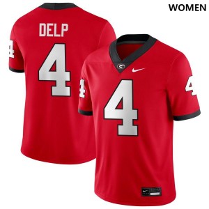 Oscar Delp Georgia Bulldogs #4 College Football University Womens Jerseys - Red