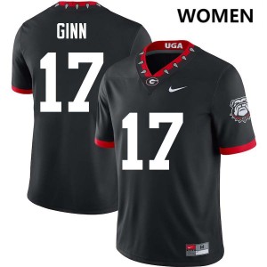Colter Ginn UGA Bulldogs Replica Womens #17 College Football Jersey - 100th Anniversary Black