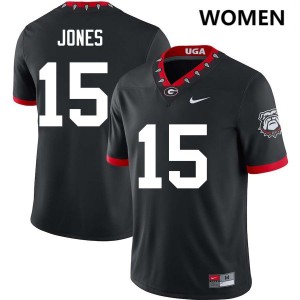 Demello Jones University of Georgia College Football Women #15 Embroidery Jersey - 100th Anniversary Black