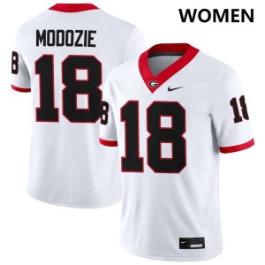 Elo Modozie Go Dawgs College Football Player #18 Womens Jersey - White