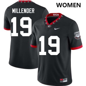Hezekiah Millender Go Dawgs College Football NCAA #19 Womens Jersey - 100th Anniversary Black