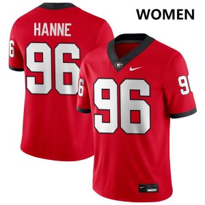 JJ Hanne University of Georgia Replica #96 College Football Womens Jerseys - Red