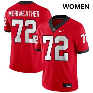 Jamal Meriweather Dawgs Stitched College Football Women #72 Jerseys - Red
