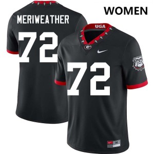 Jamal Meriweather Georgia College Football 2025-26 Womens #72 Jerseys - 100th Anniversary Black
