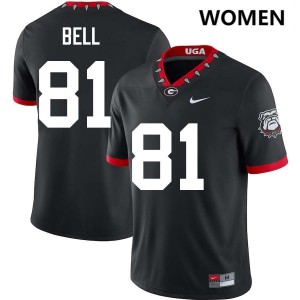 Jeremy Bell Go Dawgs Women Replica #81 College Football Jerseys - 100th Anniversary Black