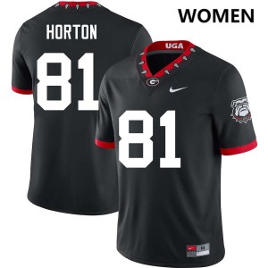 Josh Horton Georgia Womens Embroidery College Football #81 Jersey - 100th Anniversary Black