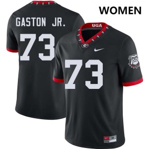 Juan Gaston Georgia Bulldogs Womens #73 Stitched College Football Jerseys - 100th Anniversary Black