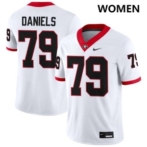 Nyier Daniels Georgia Bulldogs #79 College Football Women's Stitched Jerseys - White