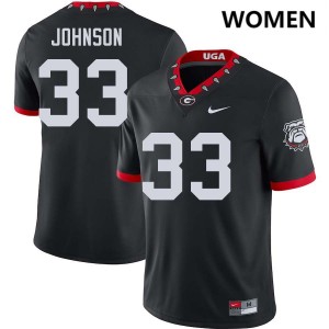 Quintavius Johnson UGA Bulldogs College Football Player Womens #33 Jerseys - 100th Anniversary Black