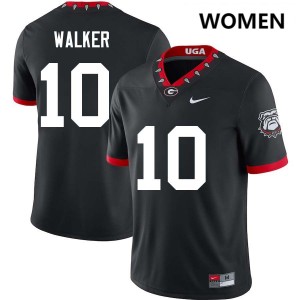 Zayden Walker Georgia #10 Womens Stitched College Football Jersey - 100th Anniversary Black
