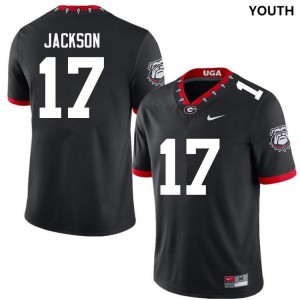 Dan Jackson Georgia Bulldogs College Football Embroidery Youth #17 Jerseys - 100th Anniversary Black