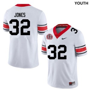 Cash Jones Dawgs #32 NCAA College Football Youth Jersey - 40th Anniversary White