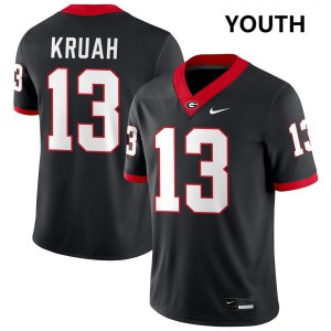 AJ Kruah Dawgs #13 College Football Embroidery Youth Jersey - Black