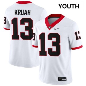 AJ Kruah University of Georgia #13 Embroidery Youth College Football Jerseys - White