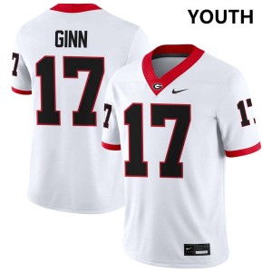 Colter Ginn Georgia #17 Embroidery College Football Youth Jerseys - White