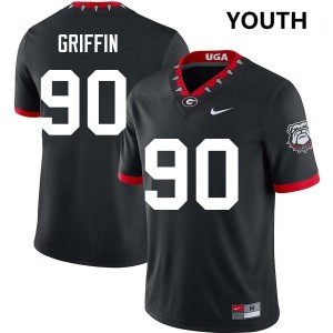 Elijah Griffin Georgia Bulldogs #90 College Football NCAA Youth Jerseys - 100th Anniversary Black