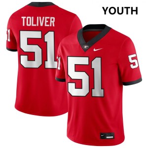 Malachi Toliver Go Dawgs Replica College Football #51 Youth Jerseys - Red