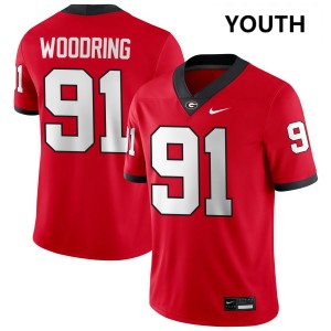 Peyton Woodring University of Georgia Youth Official #91 College Football Jerseys - Red