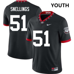 Will Snellings UGA Bulldogs #51 University Youth College Football Jersey - 100th Anniversary Black