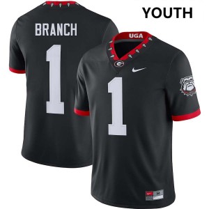 Zachariah Branch UGA Bulldogs College Football Youth #1 Embroidery Jerseys - 100th Anniversary Black