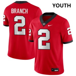 Zion Branch Georgia Bulldogs Youth #2 College Football Player Jersey - Red